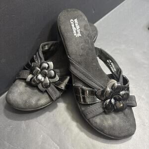 Walking Cradles Orthotic Open Toed Slip On Floral Accent Sandals Size 10W